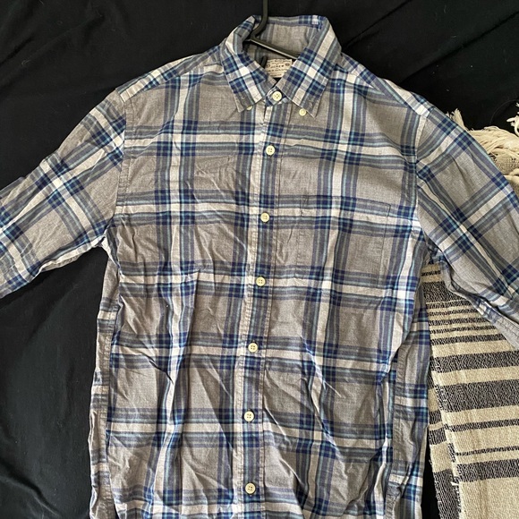 J Crew Blue/Grey Plaid Button Up, XS